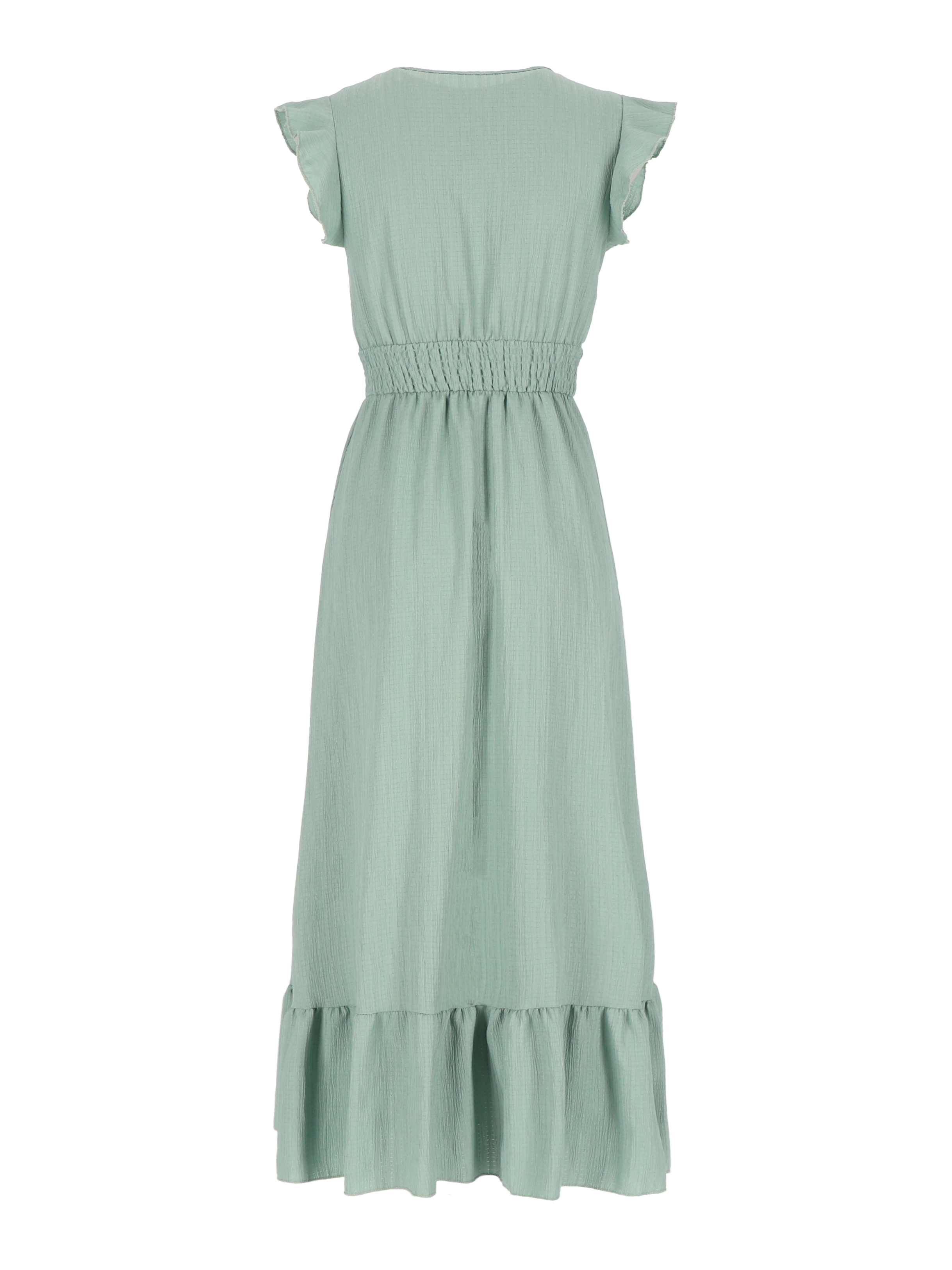 Maxikleid "Livia" mit Smokbund und V-Ausschnitt, Farbe salbeigrün