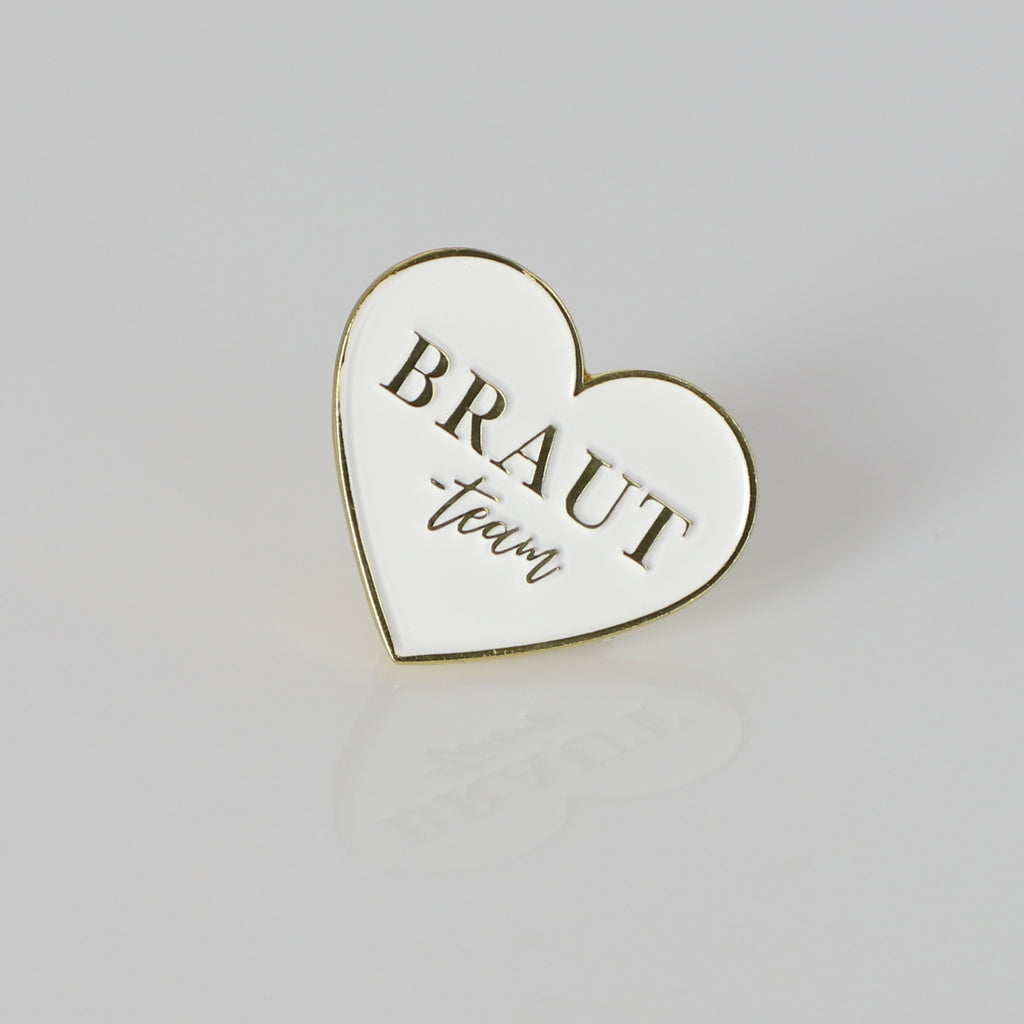 Brosche "Brautteam" Ansteck-Pin in Herzform, Brosche, JGA