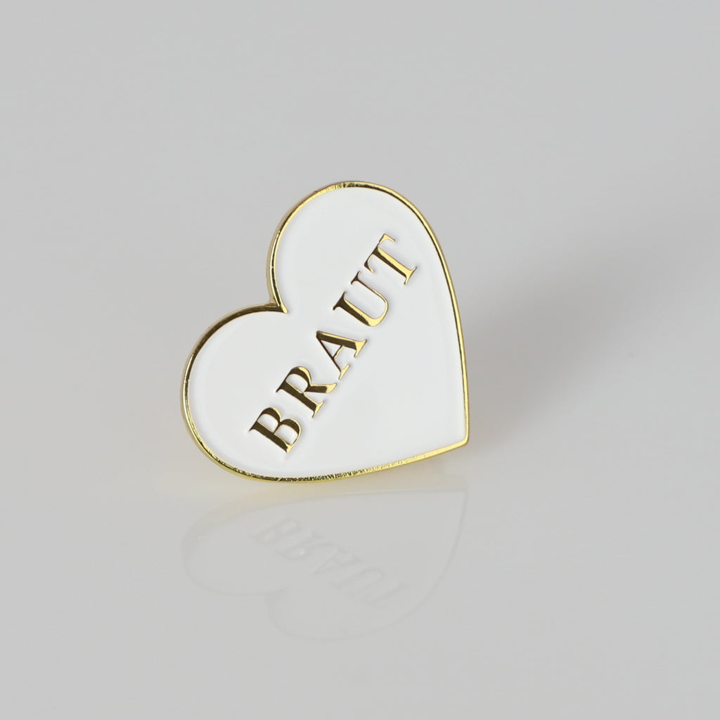 Brosche "Braut" Ansteck-Pin in Herzform, Brosche für die Braut, Hochzeit