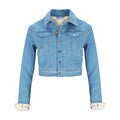 Jeansjacke Premium Brautjacke (made in Europe) Jeansjacke mit Spitze & Bestickung / Farbe hellblau