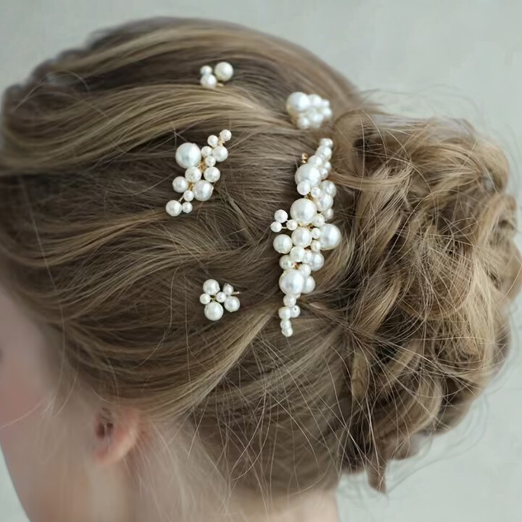 Haarspange Braut Haarschmuck Set, Perlen Haarkamm & Haarspangen gold