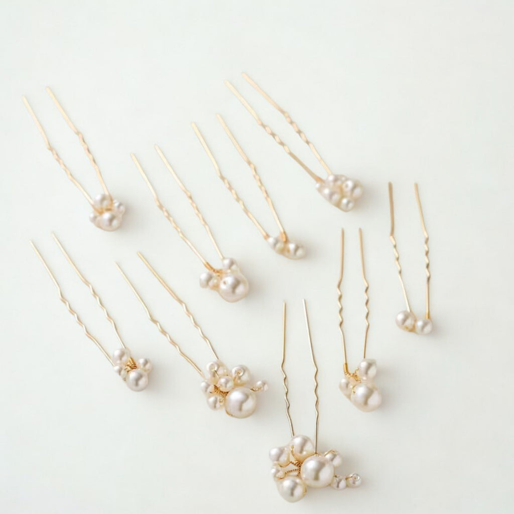 Haarnadeln Perlen-Haarnadel Set, 9 Perlen-Haarnadeln, Brautschmuck Haarschmuck Set, Set beinhaltet 9 feine Perlen-Haarnadeln