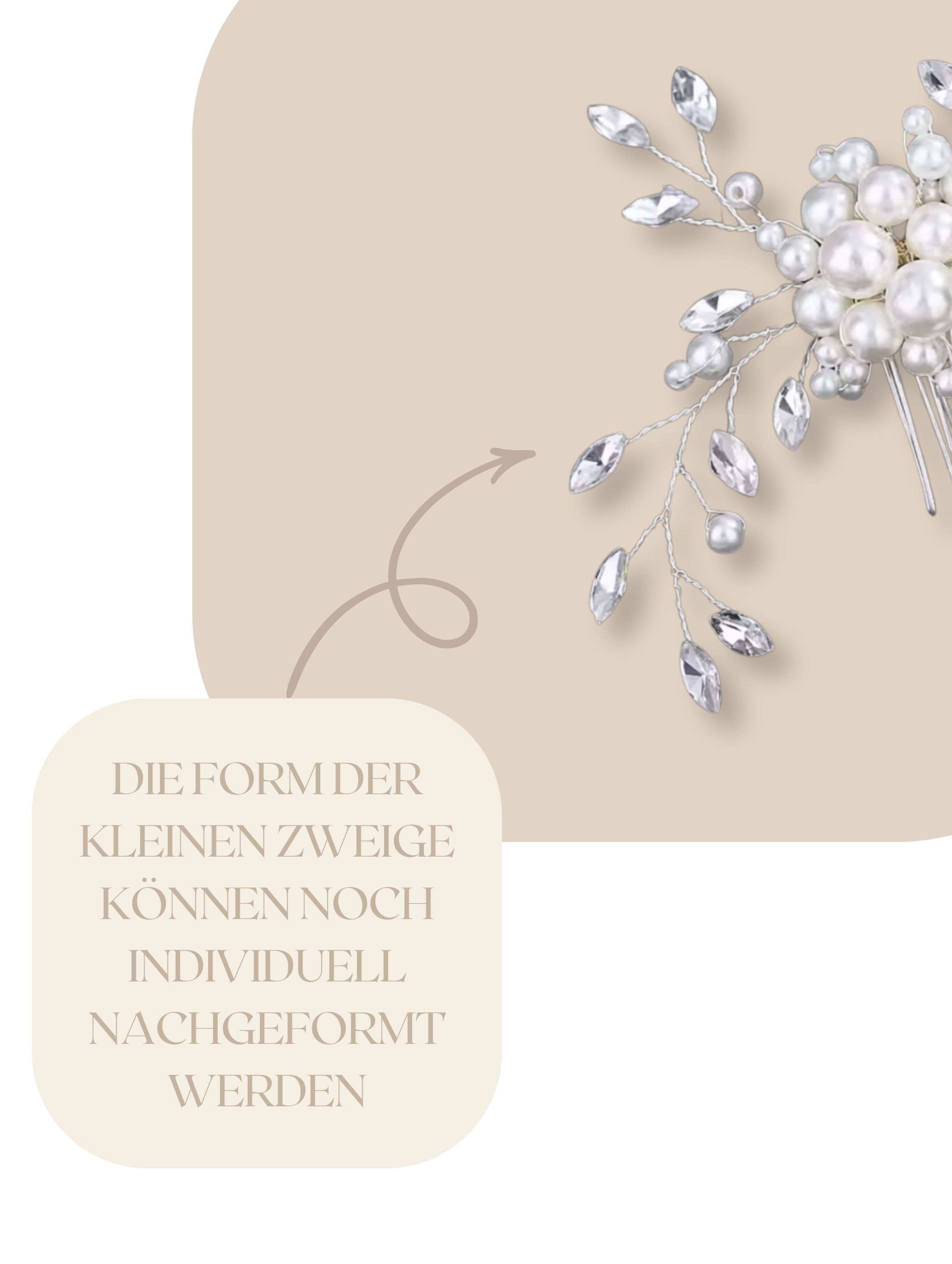 Haarnadel Braut Haarkamm „Elena“ – Perlen & Kristalle florale Optik