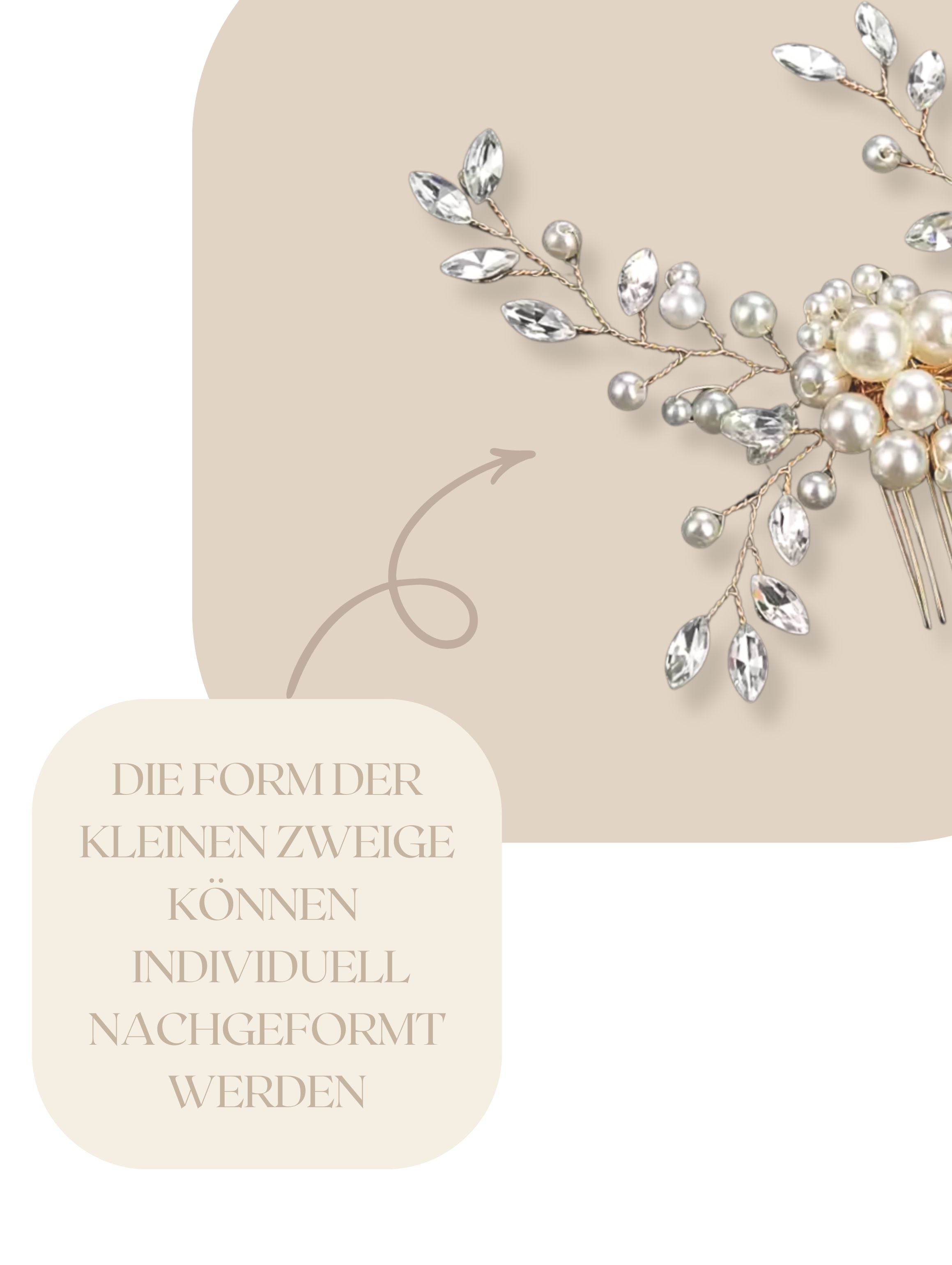 Haarnadel Braut Haarkamm „Elena“ – Perlen & Kristalle florale Optik