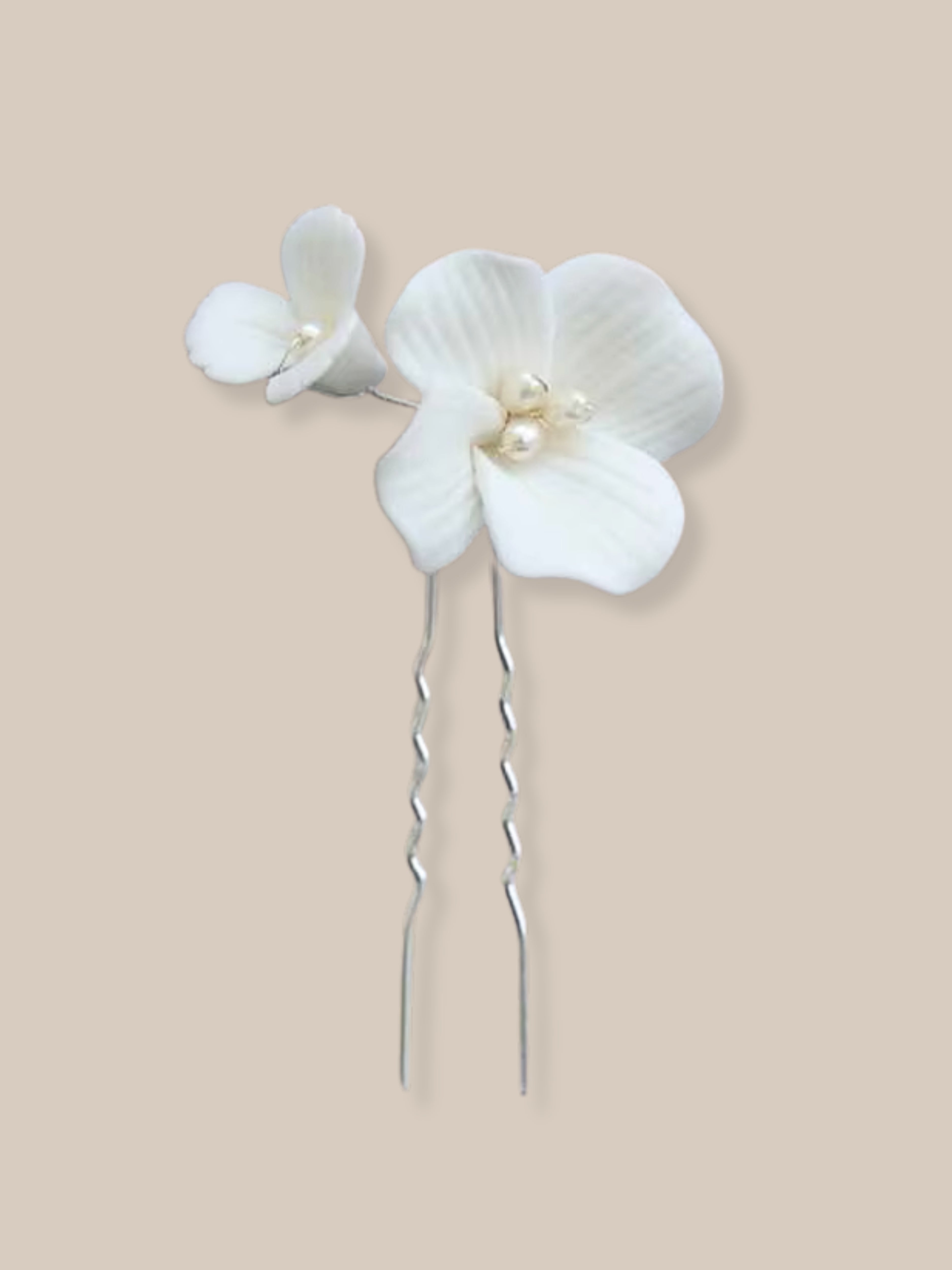 Haarnadel Perlenblüten Haarnadel "Amélie" silber ivory