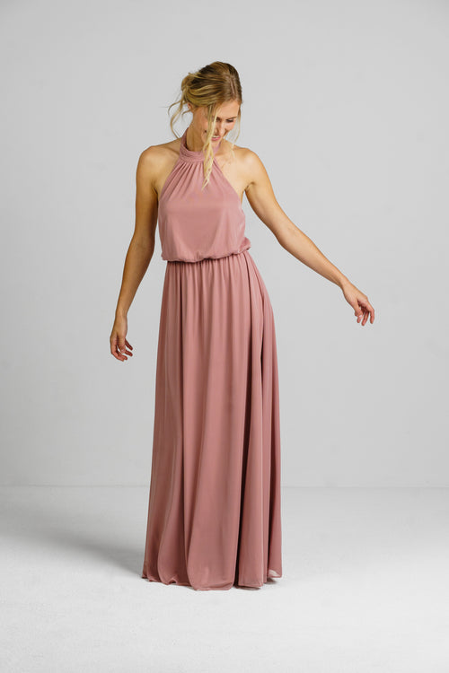 Abendkleid A-Linie Abendkleid "Aurora" in Altrosa mit Neckholder-Ausschnitt