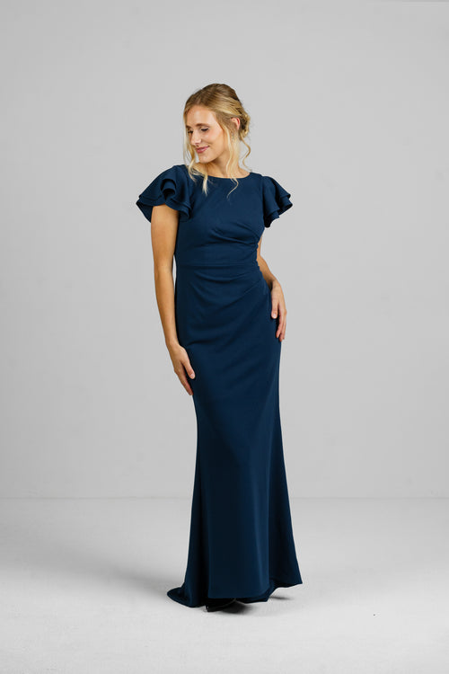 Abendkleid Abendkleid „Celeste“ dunkelblau Meerjungfrau-Linie rückenfrei