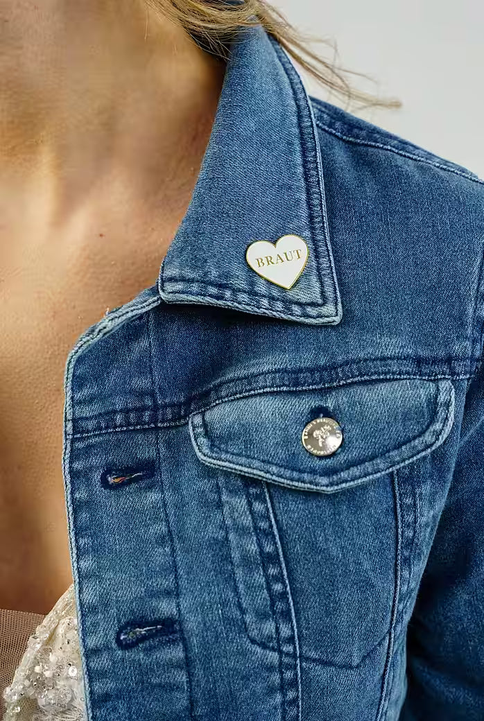 Brosche "Braut" Ansteck-Pin in Herzform, Brosche für die Braut, Hochzeit